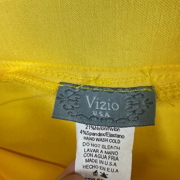 Vizio Leggings Womens Small Yellow Rayon Blend Pull On Elastic Waist Stretch - Picture 3 of 9